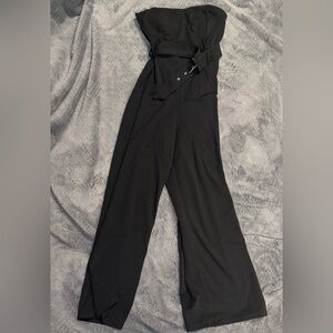 Derek Heart Black Strapless Jumpsuit with Belt